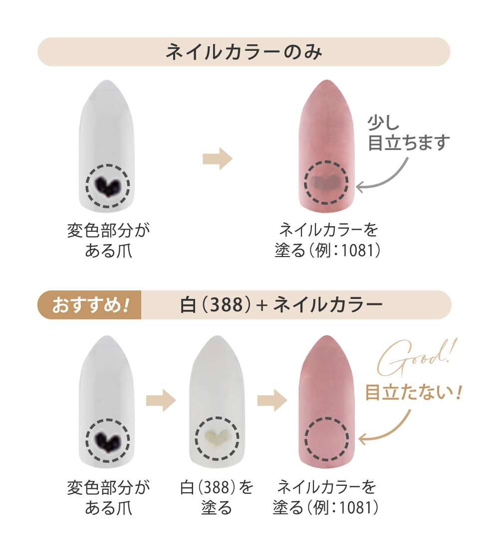 変色には388の白＋カラーがおすすめ！