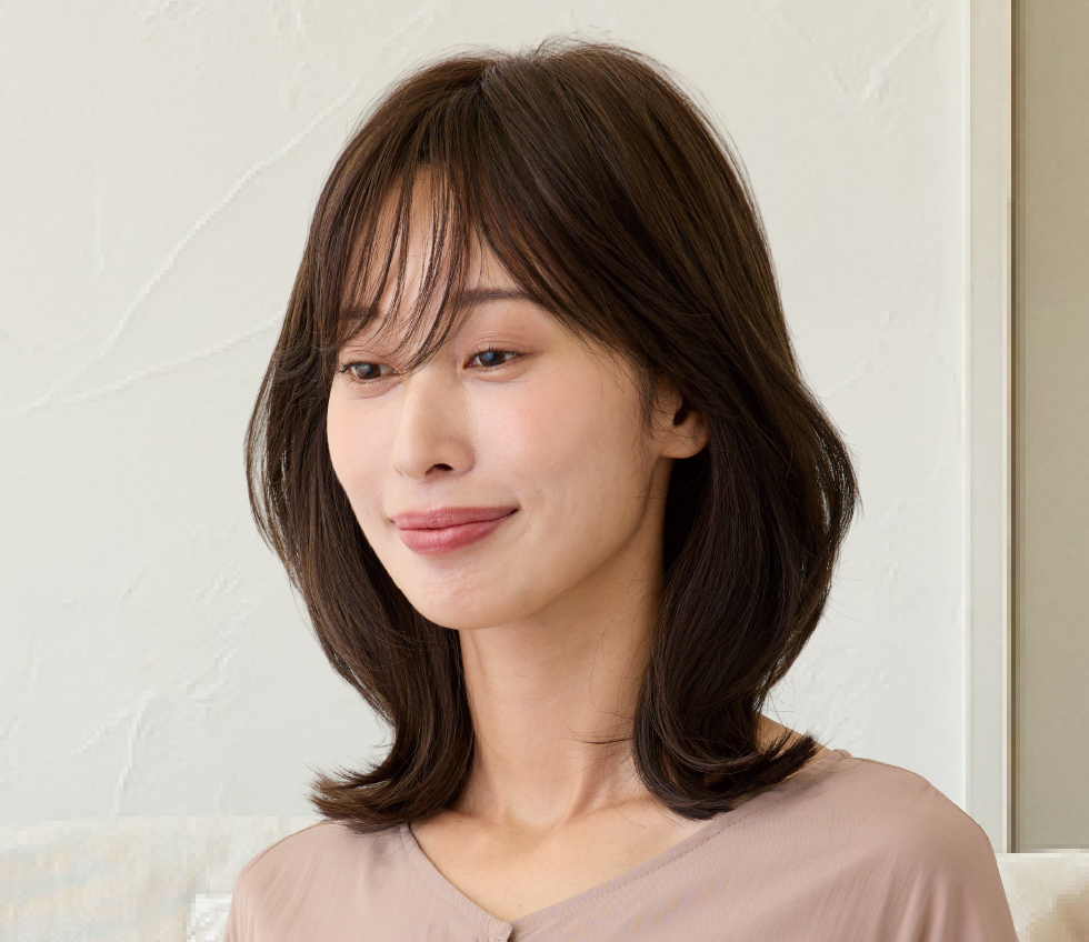 医療用ウィッグニュアンスくびれミディライトブラウン